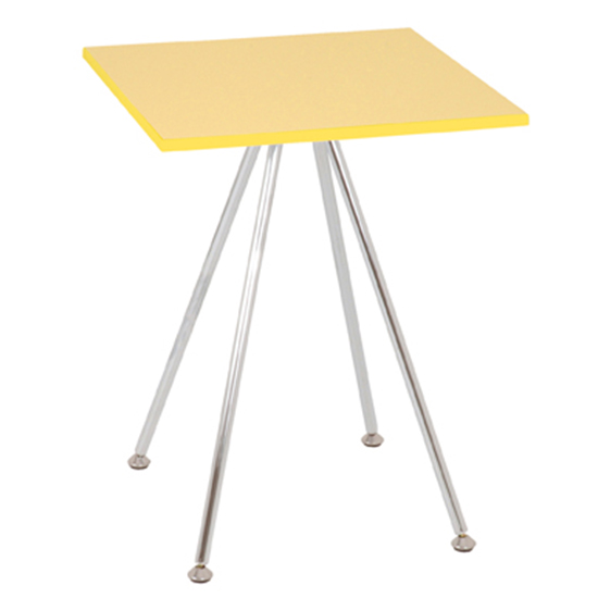 Hedal Square Gloss Side Table In Yellow With Chrome Base