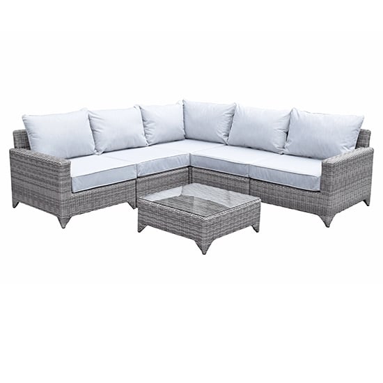 Hedva Modular Wicker Corner Sofa Set With Coffee Table In Grey_2