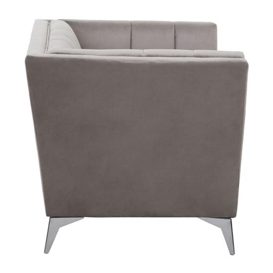 Hefei Velvet 1 Seater Sofa With Chrome Metal Legs In Grey
