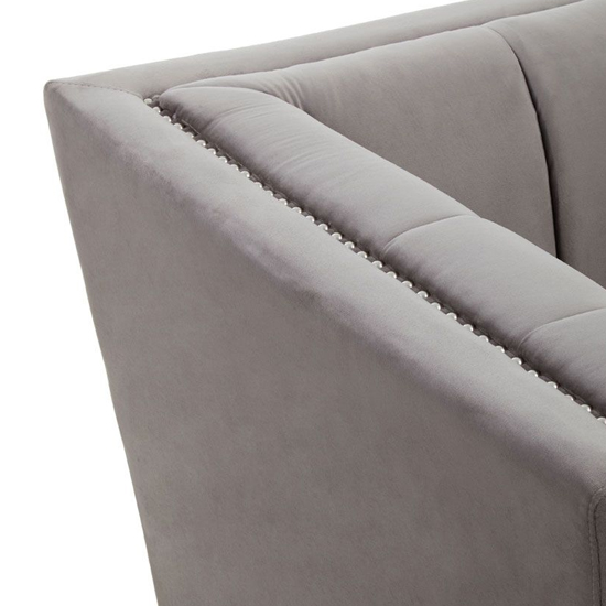 Hefei Velvet 1 Seater Sofa With Chrome Metal Legs In Grey
