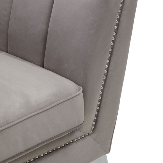 Hefei Velvet 1 Seater Sofa With Chrome Metal Legs In Grey