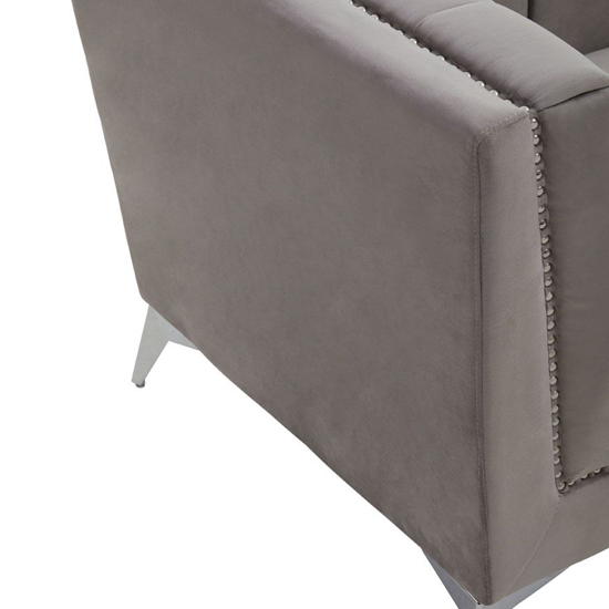 Hefei Velvet 1 Seater Sofa With Chrome Metal Legs In Grey