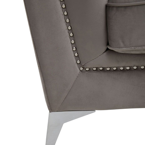 Hefei Velvet 1 Seater Sofa With Chrome Metal Legs In Grey