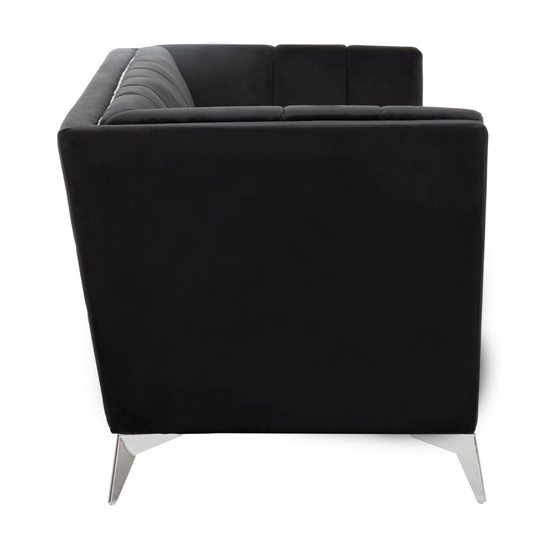 Hefei Velvet 2 Seater Sofa With Chrome Metal Legs In Black