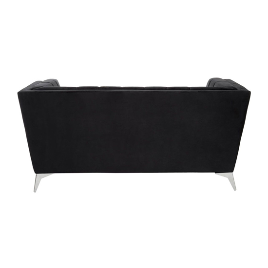 Hefei Velvet 2 Seater Sofa With Chrome Metal Legs In Black
