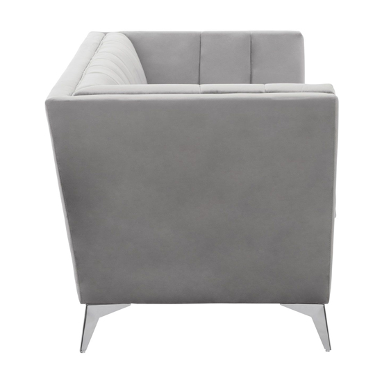 Hefei Velvet 2 Seater Sofa With Chrome Metal Legs In Grey