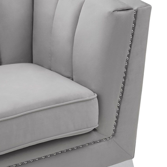 Hefei Velvet 2 Seater Sofa With Chrome Metal Legs In Grey
