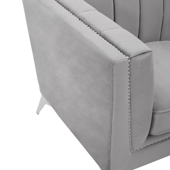 Hefei Velvet 2 Seater Sofa With Chrome Metal Legs In Grey