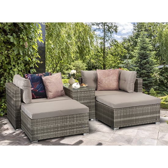 Photo of Hekla wicker weave stackable sofa set in grey