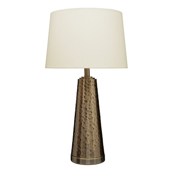 Photo of Heko cream fabric shade table lamp with brass metal base