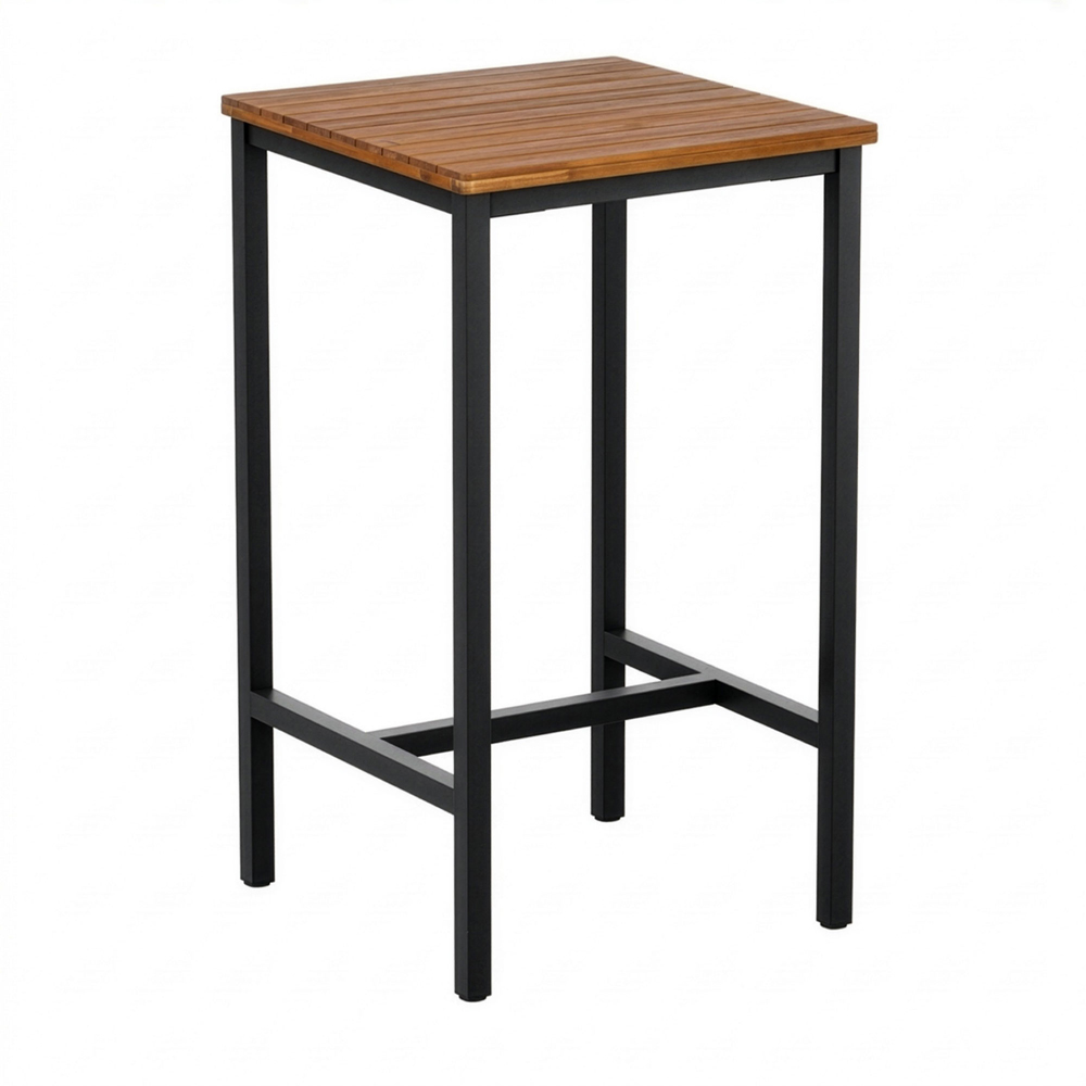 Helena 80cm Solid Acacia Wood Top Bistro Table with Black Base