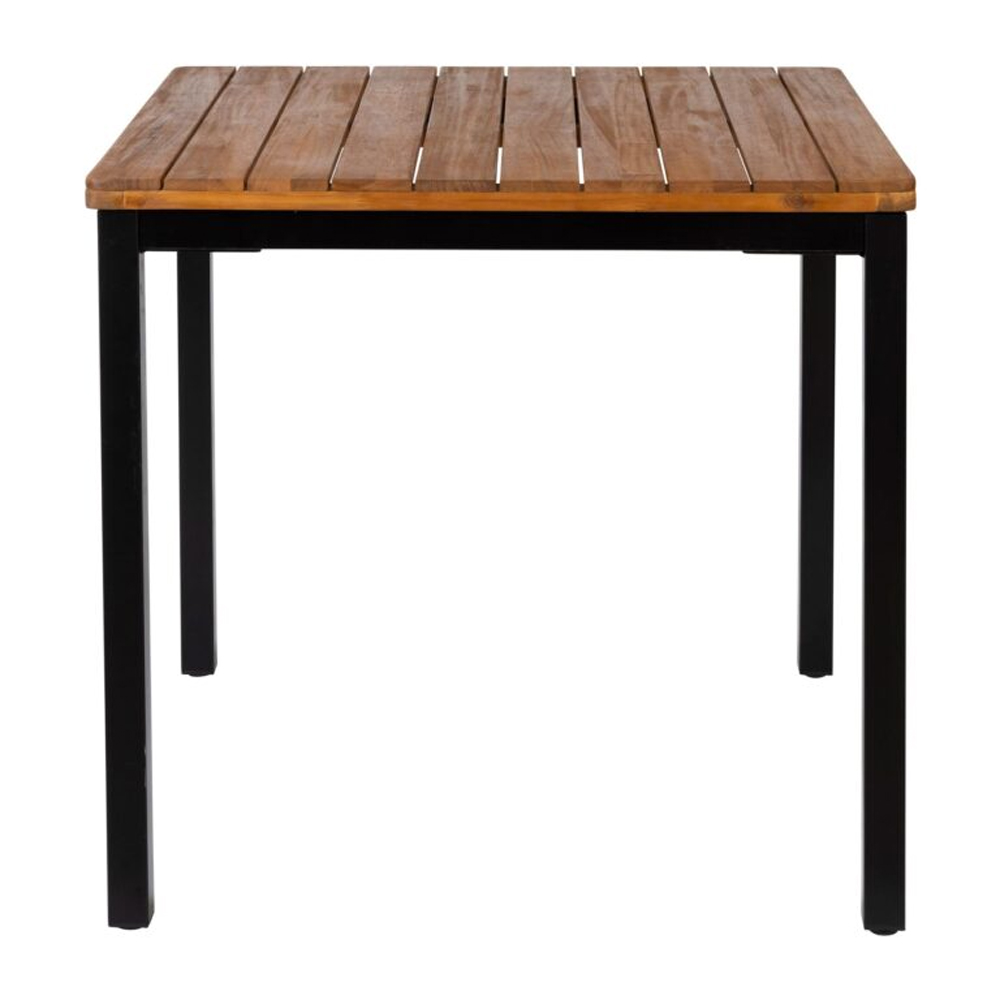 Helena 80cm Solid Acacia Wood Top Dining Table with Black Base
