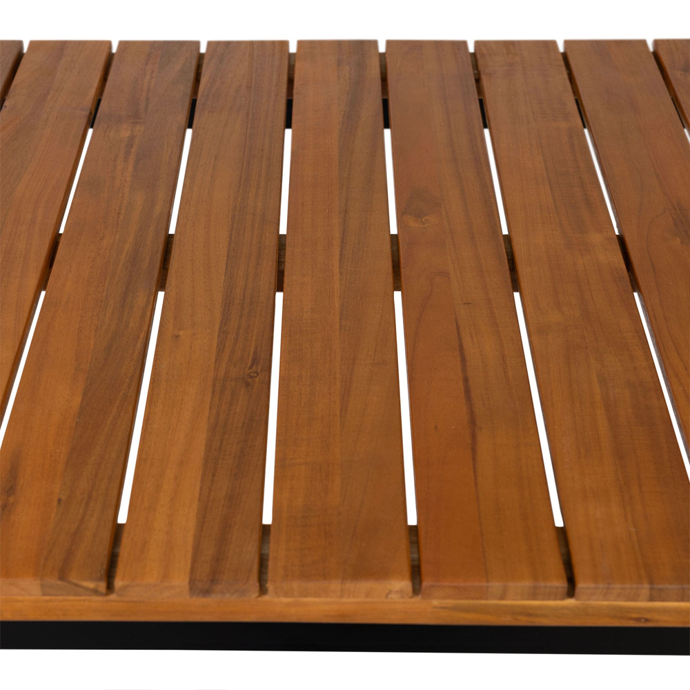 Helena 80cm Solid Acacia Wood Top Dining Table with Black Base