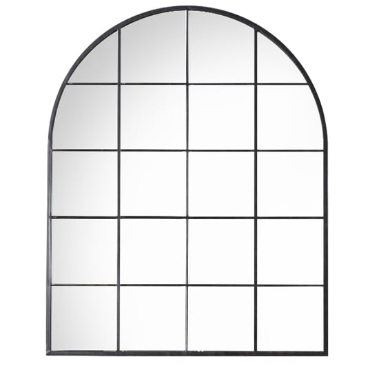 Product photograph of Helena Arch Window Style Wall Mirror In Black from Furniture in Fashion