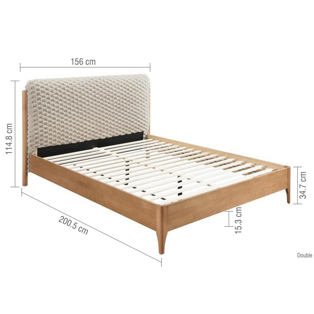 Helena Fabric Double Bed With Wooden Frame In White And Oak