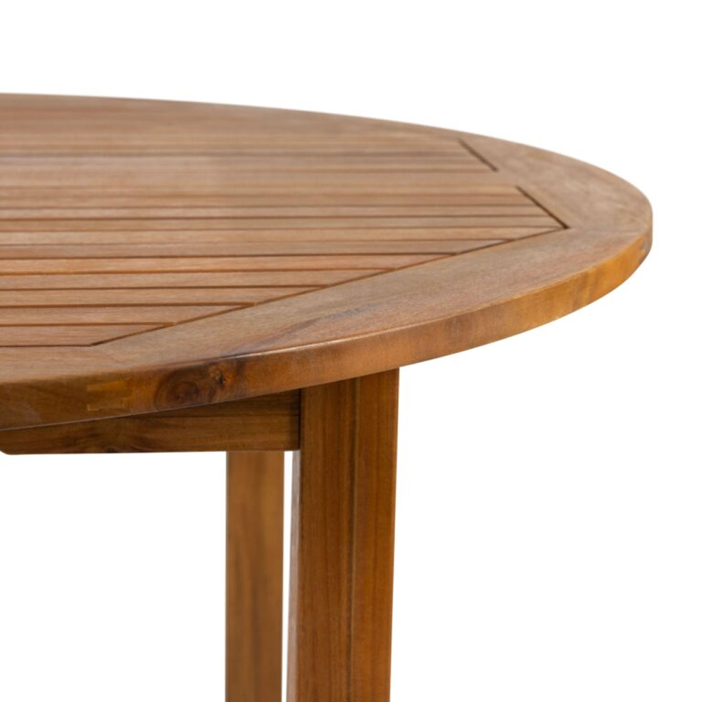 Helena Garden Round Solid Acacia Wood Dining Table in Brown