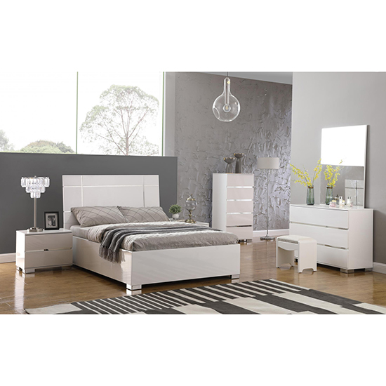 Helena High Gloss Dressing Table Mirror In White Wooden Frame