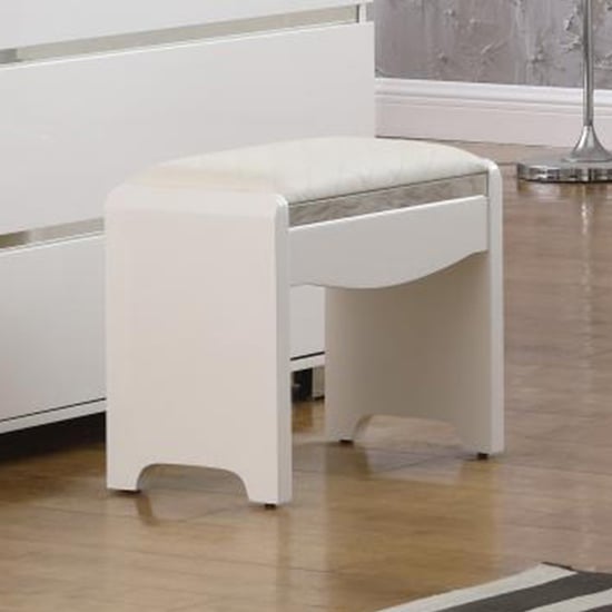 Product photograph of Helena High Gloss Dressing Table Stool In White from Furniture in Fashion