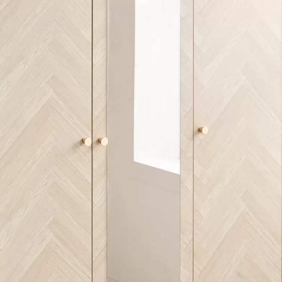Helena Mirrored Wooden Wardrobe With 3 Doors In Oak