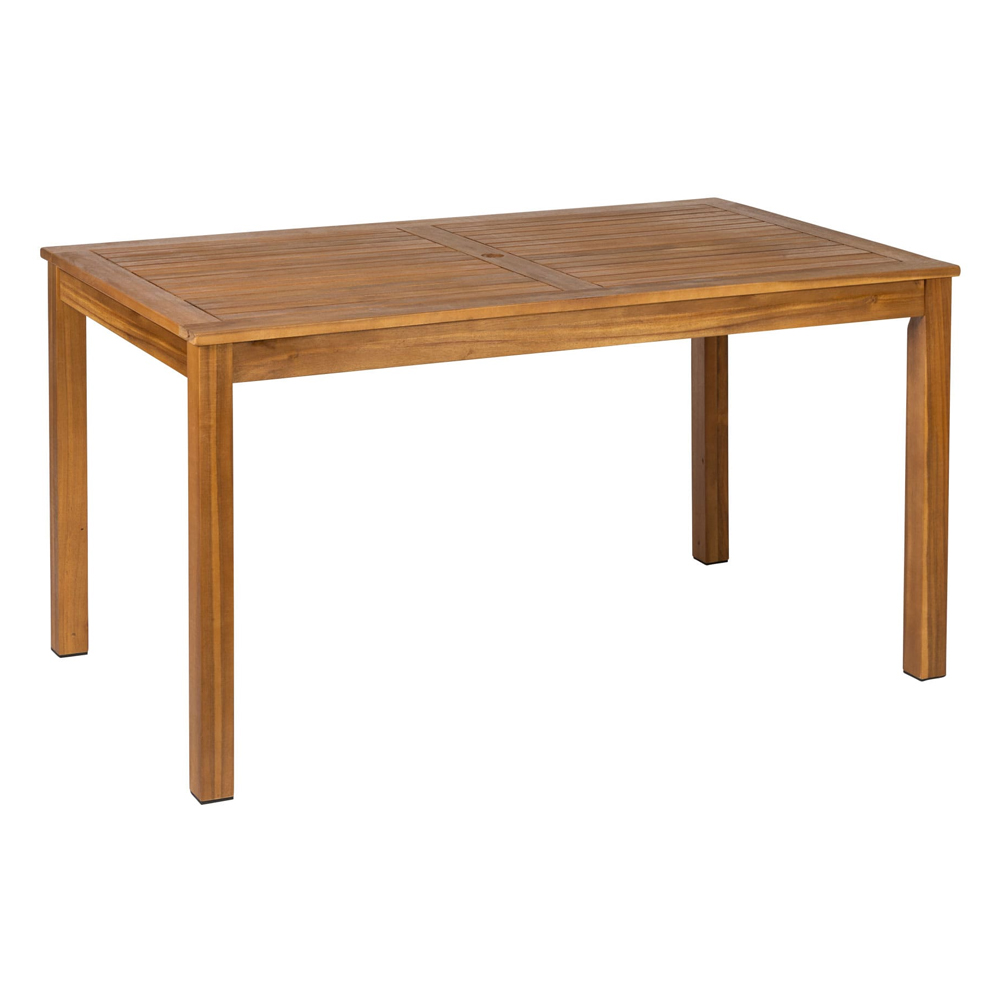 Helena Outdoor Rectangular Solid Acacia Wood Dining Table with 4 Armchairs in Brown
