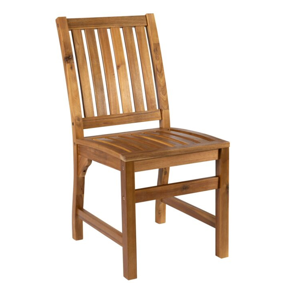 Helena Outdoor Rectangular Solid Acacia Wood Dining Table with 4 Side Chairs in Brown
