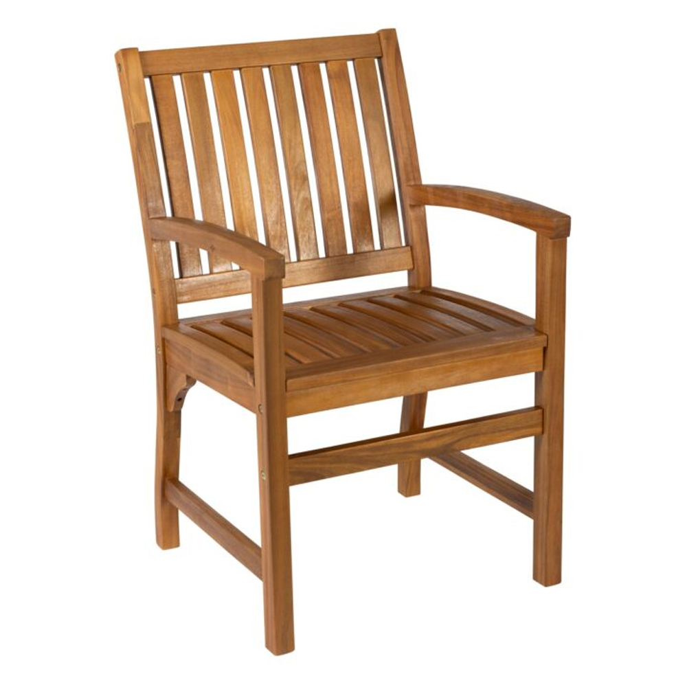 Helena Outdoor Rectangular Solid Acacia Wood Dining Table with 6 Chairs in Brown
