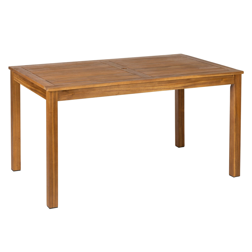 Helena Outdoor Rectangular Solid Acacia Wood Dining Table with 6 Chairs in Brown