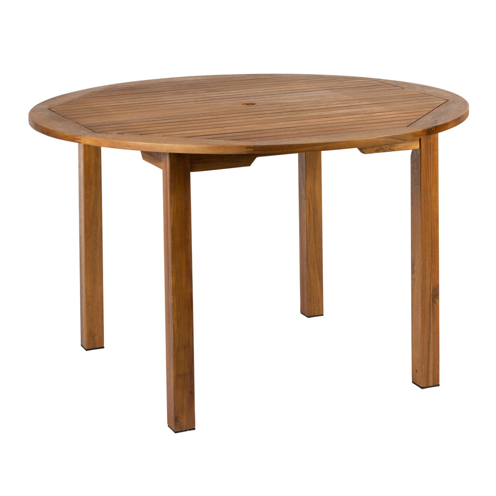 Helena Outdoor Round Solid Acacia Wood Dining Table with 4 Armchairs in Brown