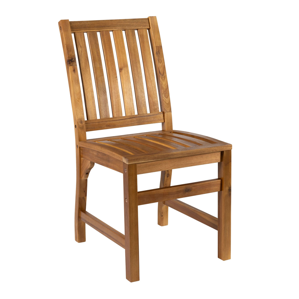Helena Outdoor Round Solid Acacia Wood Dining Table with 4 Side Chairs in Brown