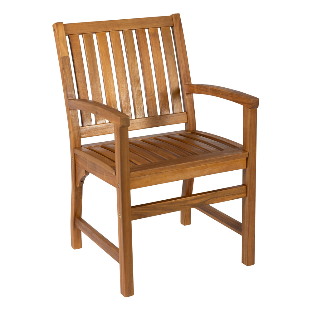 Helena Outdoor Square Solid Acacia Wood Dining Table with 4 Armchairs in Brown
