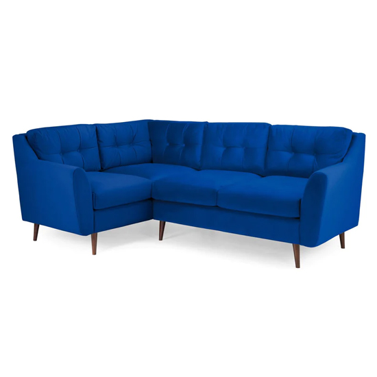 Helena Plush Velvet Corner Sofa Left Hand In Blue Furniture in Fashion