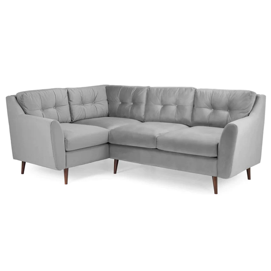 Helena Plush Velvet Corner Sofa Left Hand In Grey Furniture in Fashion