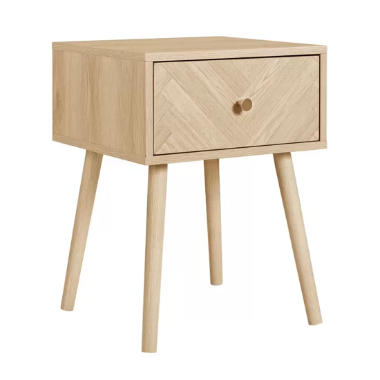 Helena Wooden Bedside Cabinet With 1 Drawer In Oak