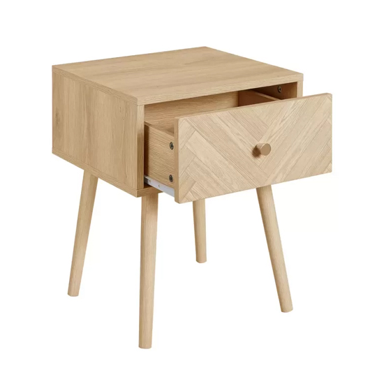 Helena Wooden Bedside Cabinet With 1 Drawer In Oak