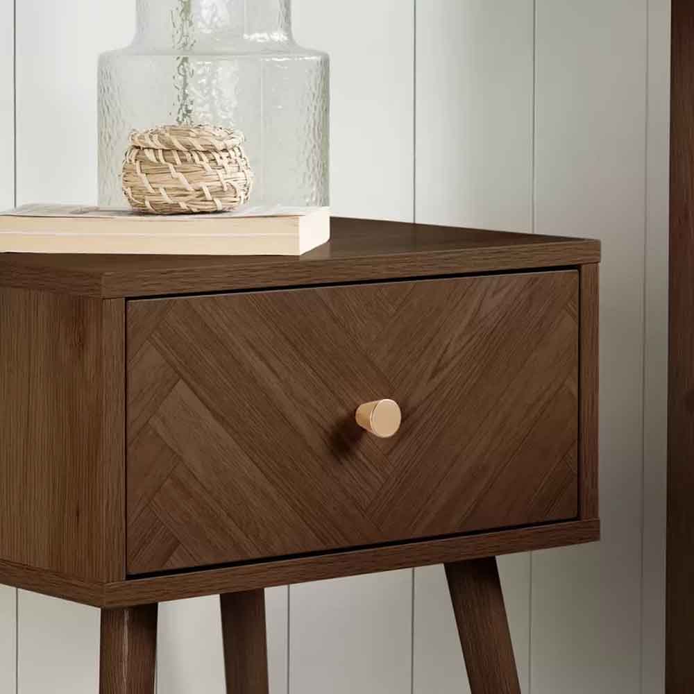 Helena Wooden Bedside Cabinet With 1 Drawer in Walnut
