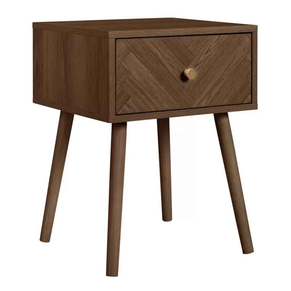 Helena Wooden Bedside Cabinet With 1 Drawer in Walnut