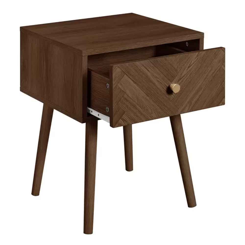 Helena Wooden Bedside Cabinet With 1 Drawer in Walnut