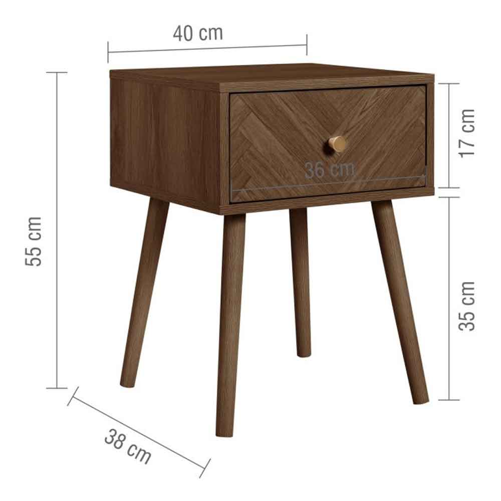 Helena Wooden Bedside Cabinet With 1 Drawer in Walnut