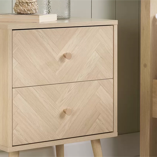 Helena Wooden Bedside Cabinet With 2 Drawers In Oak