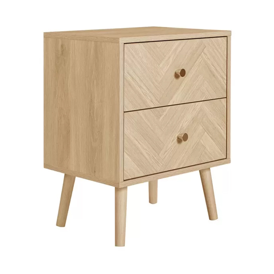 Helena Wooden Bedside Cabinet With 2 Drawers In Oak