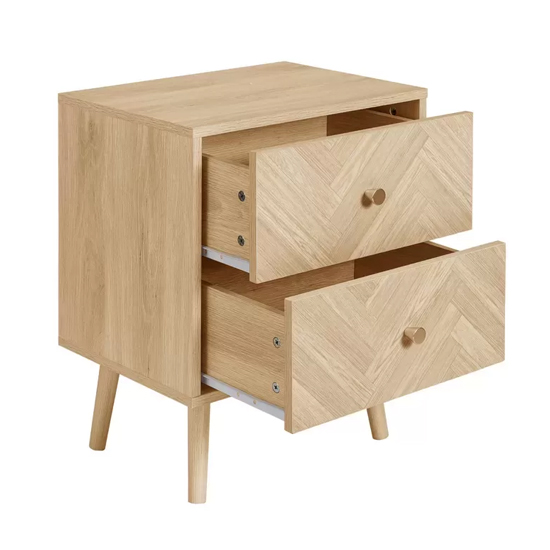 Helena Wooden Bedside Cabinet With 2 Drawers In Oak