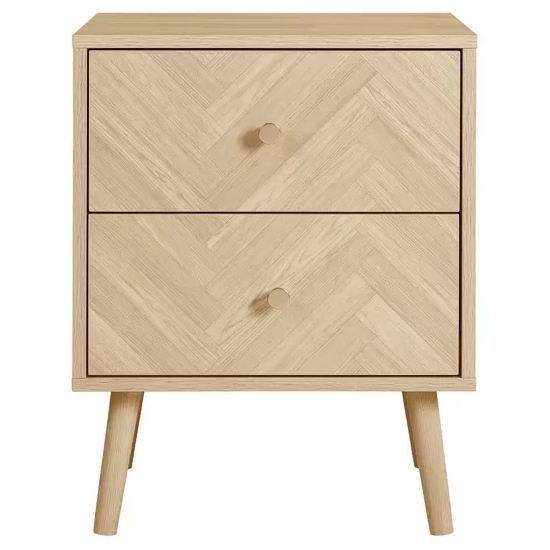 Helena Wooden Bedside Cabinet With 2 Drawers In Oak