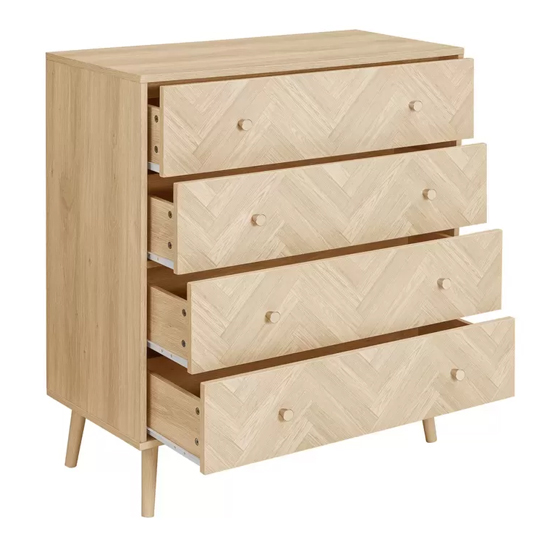 Helena Wooden Chest Of 4 Drawers In Oak