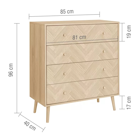Helena Wooden Chest Of 4 Drawers In Oak