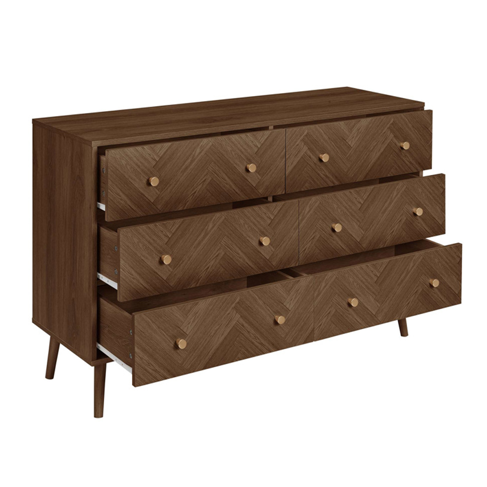 Helena Wooden Chest Of 6 Drawers in Walnut