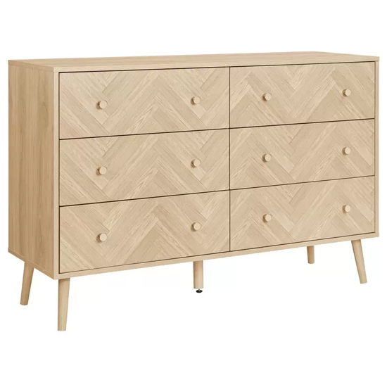 Helena Wooden Chest Of 6 Drawers Wide In Oak