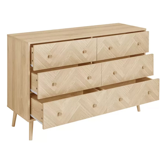 Helena Wooden Chest Of 6 Drawers Wide In Oak