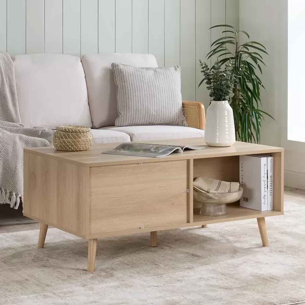 Helena Wooden Coffee Table with 1 Drawer in Oak
