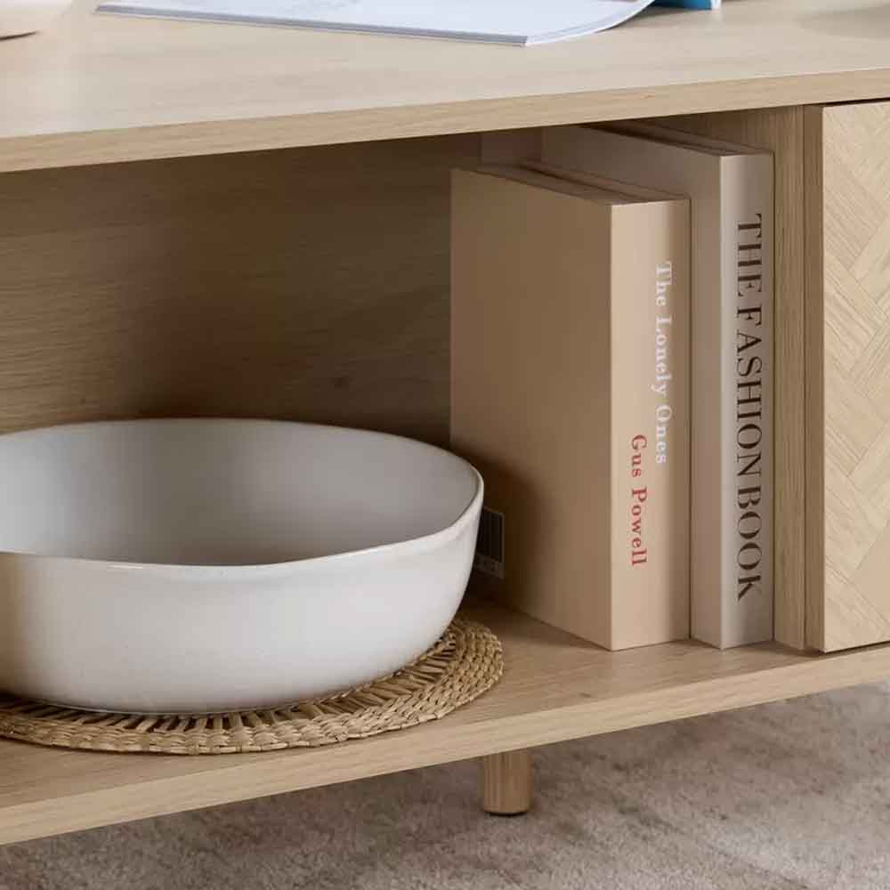Helena Wooden Coffee Table with 1 Drawer in Oak