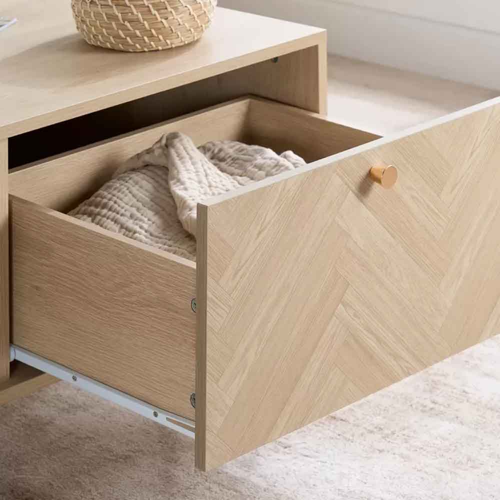 Helena Wooden Coffee Table with 1 Drawer in Oak